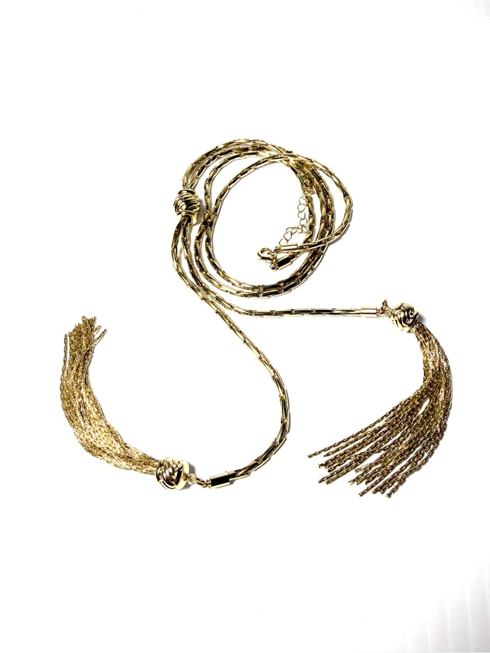 Gold Tassel Bolo Wrap Chain Necklace - Women Jewelry